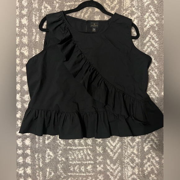 Black Ruffled Sleeveless Top size XLPetite (F125) - Picture 5 of 9